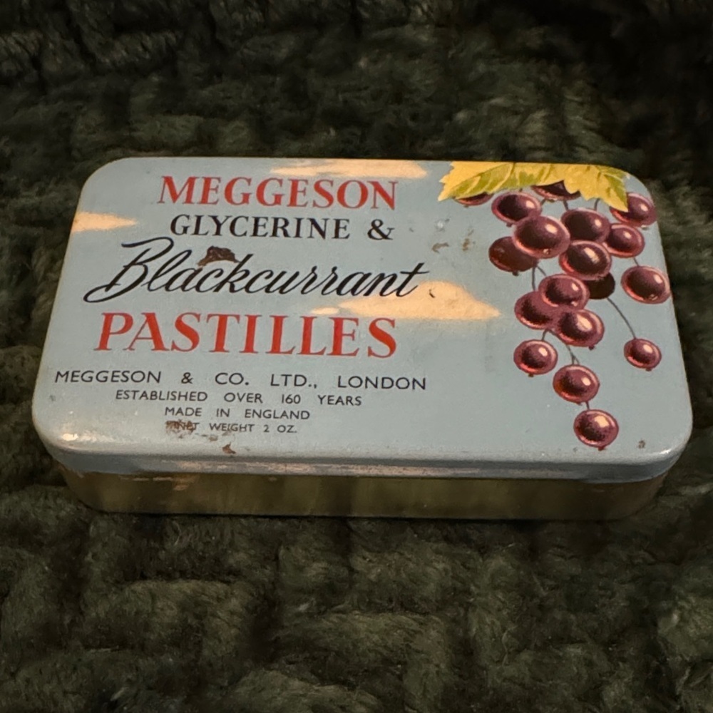 Vintage Meggeson Glycerine & Blackcurrant Pastilles Tin London